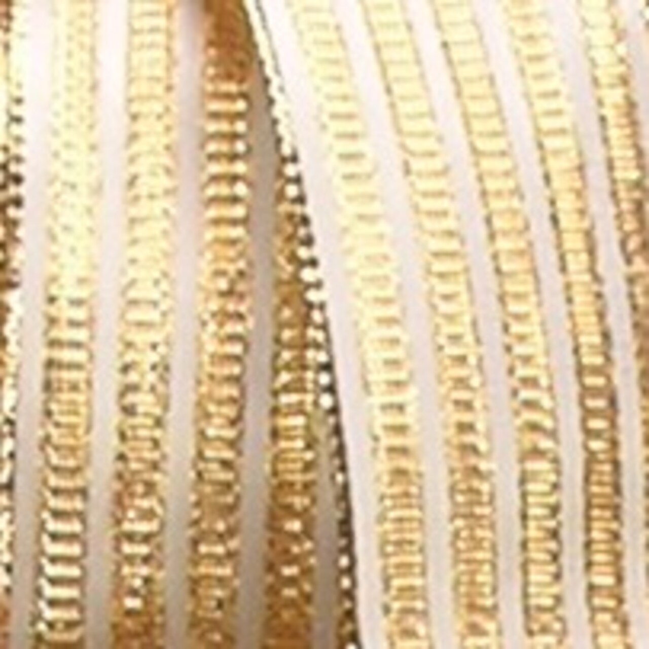 The Ribbon People Ivory and Gold Striped Woven Wired Craft Ribbon 1.5&#x22; x 27 Yards